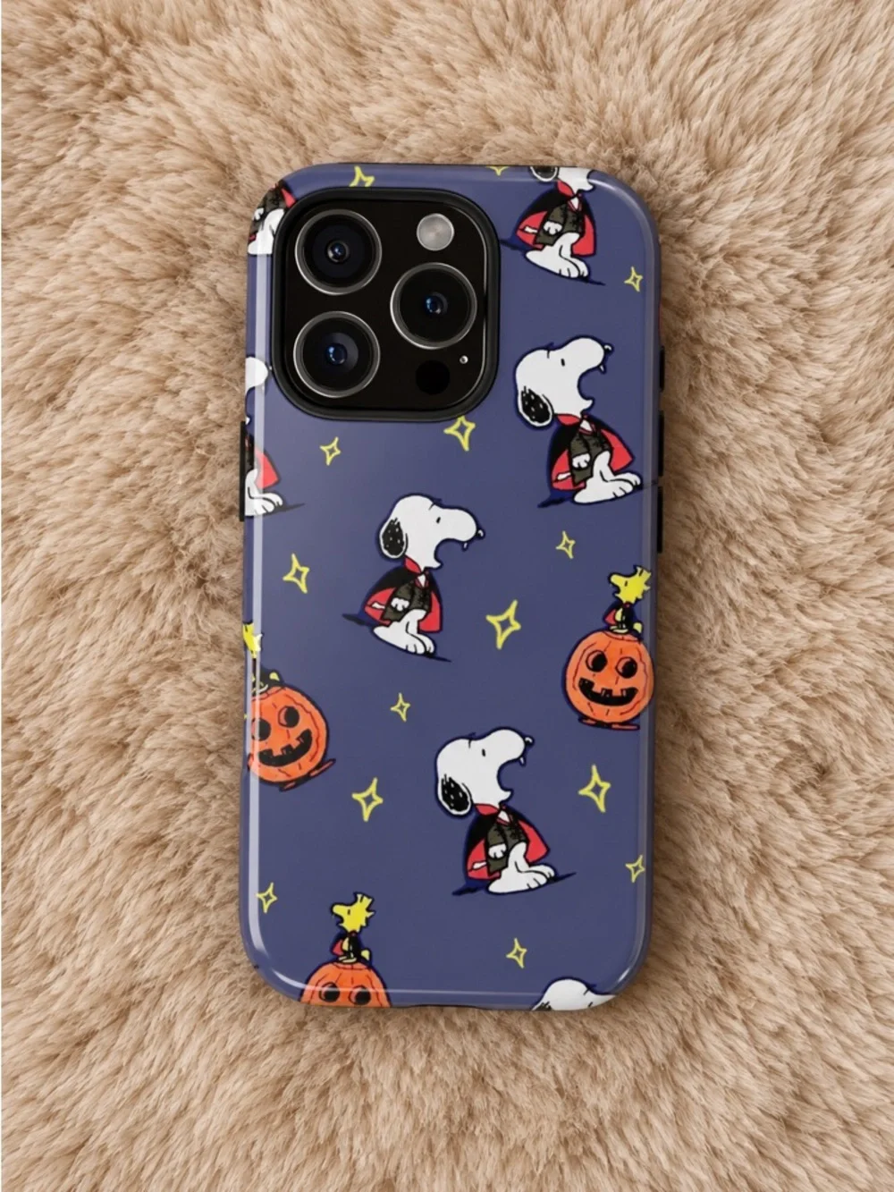 Blue-Purple Snoopy Pumpkins Halloween Glossy Phone Case for iPhone